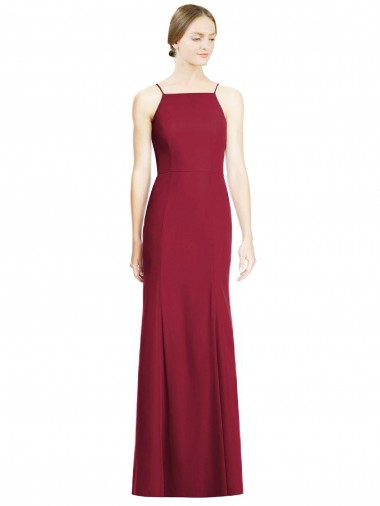 Long Sleeveless Soft Chiffon Burgundy Mermaid Bridal Party Dress Colchester