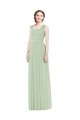 Long Sleeveless Soft Chiffon Sage A-Line Bridal Party Dress Colchester