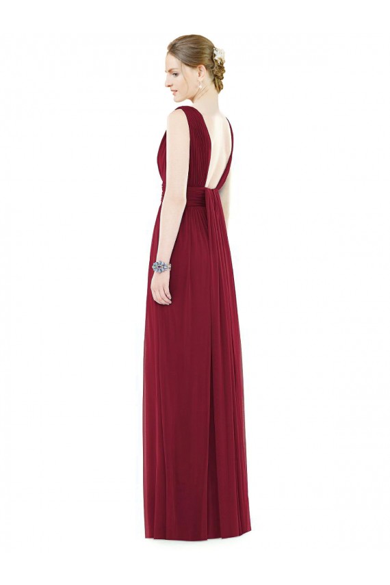 Long Sleeveless Soft Chiffon Royal Blue A-Line Bridesmaid Gowns Colchester