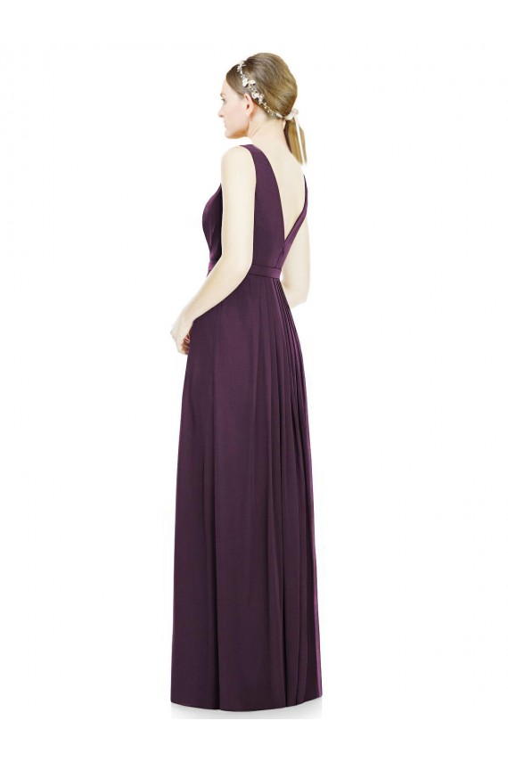 Long Sleeveless Chiffon Grape A-Line Bridesmaid Dress / Evening Dress Colchester