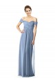 Long Cap Sleeves Soft Chiffon Dusty Blue A-Line Bridesmaid Dress Colchester