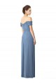 Long Cap Sleeves Soft Chiffon Dusty Blue A-Line Bridesmaid Dress Colchester