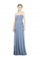 Long Sleeveless Soft Chiffon Dusty Blue Strapless A-Line Bridesmaid Dress Colchester