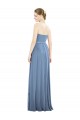 Long Sleeveless Soft Chiffon Dusty Blue Strapless A-Line Bridesmaid Dress Colchester