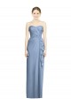 Long Sleeveless Soft Chiffon Dusty Blue Sweetheart Sheath Bridesmaid Dress Colchester