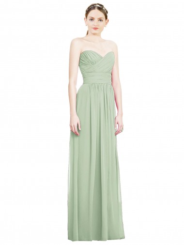 Long Sleeveless Soft Chiffon Sage Sweetheart A-Line Bridesmaid Dress Colchester