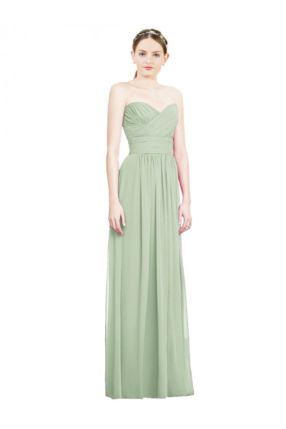 Long Sleeveless Soft Chiffon Sage Sweetheart A-Line Bridesmaid Dress Colchester