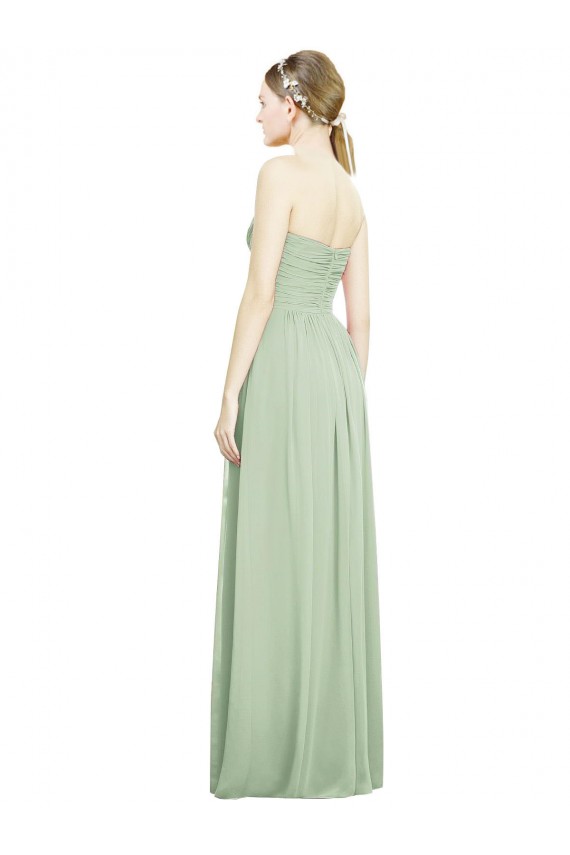 Long Sleeveless Soft Chiffon Sage Sweetheart A-Line Bridesmaid Dress Colchester