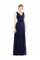 Long Sleeveless Chiffon Dark Navy V-Neck A-Line Bridesmaid Gowns Colchester