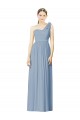 Long Sleeveless Soft Chiffon Dusty Blue A-Line Bridesmaid Dress Colchester