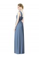 Long Sleeveless Soft Chiffon Dusty Blue A-Line Bridesmaid Dress Colchester
