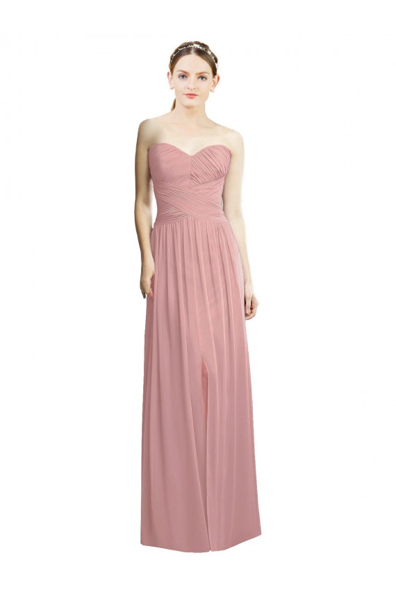 Long Sleeveless Chiffon Dusty Pink A-Line Bridesmaid Dress / Evening Dress Colchester