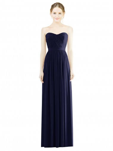 Long Sleeveless Soft Chiffon Dark Navy A-Line Formal Evening Gown / Bridesmaid Dress Colchester