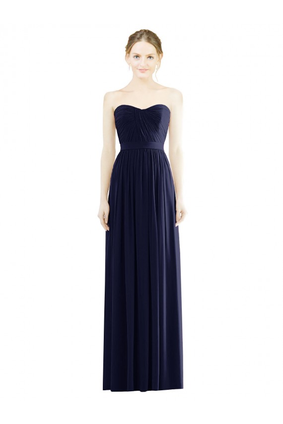 Long Sleeveless Soft Chiffon Dark Navy A-Line Formal Evening Gown / Bridesmaid Dress Colchester