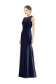 Long Sleeveless Soft Chiffon & Lace Dark Navy Mermaid Bridesmaid Dress Colchester