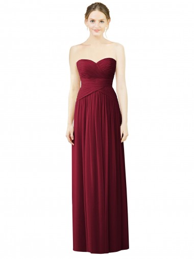 Long Sleeveless Soft Chiffon Burgundy Sweetheart A-Line Evening Dress / Bridesmaid Dress Colchester