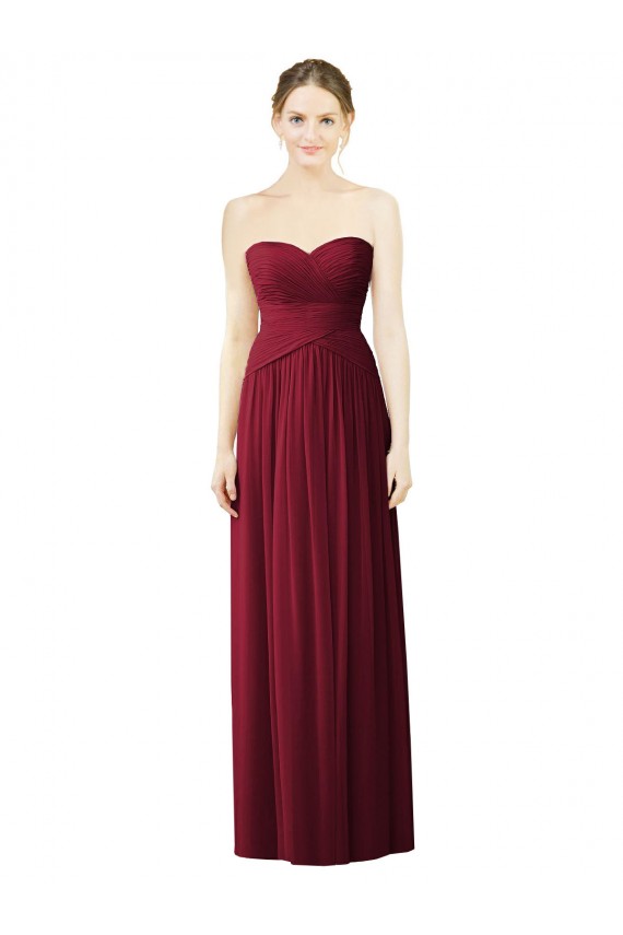 Long Sleeveless Soft Chiffon Burgundy Sweetheart A-Line Evening Dress / Bridesmaid Dress Colchester