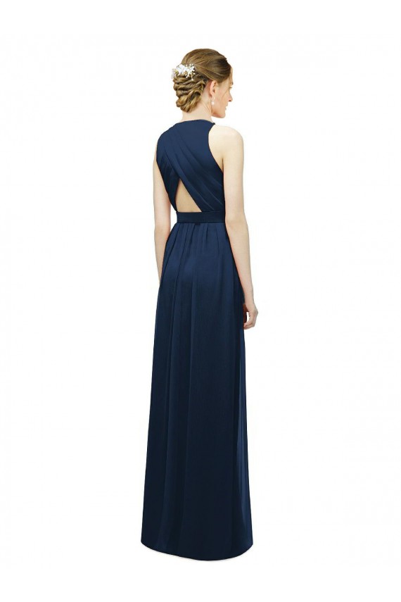 Long Sleeveless Soft Chiffon Salmon A-Line Bridesmaid Dress Colchester