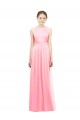 Long Sleeveless Soft Chiffon Salmon A-Line Bridesmaid Dress Colchester