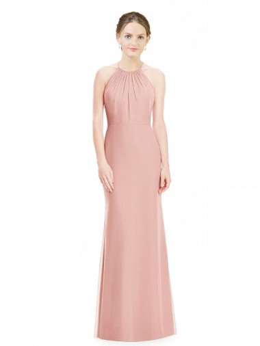 Long Sleeveless Soft Chiffon Bliss Pink Mermaid Bridesmaid Dress Colchester