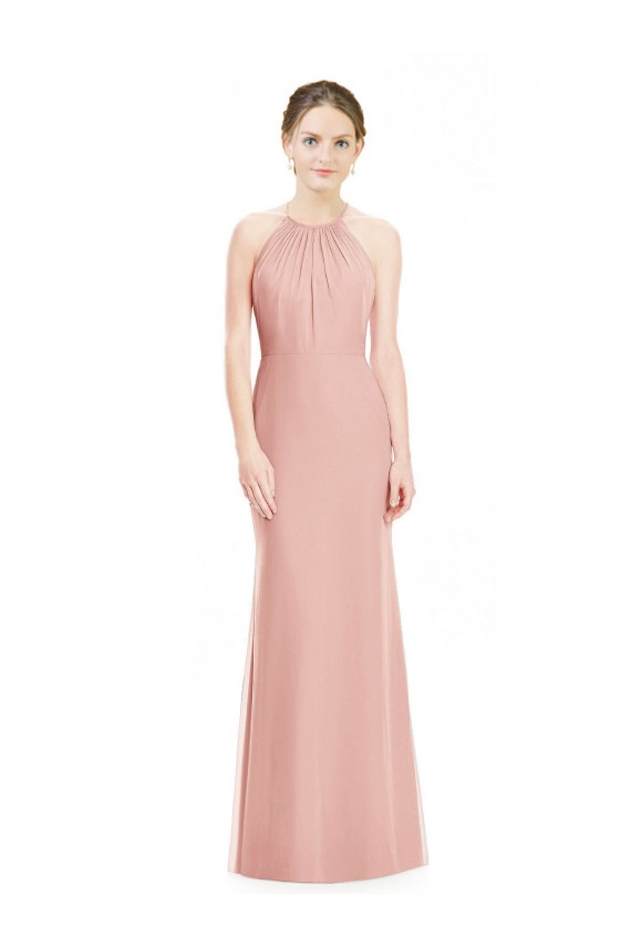 Long Sleeveless Soft Chiffon Bliss Pink Mermaid Bridesmaid Dress Colchester