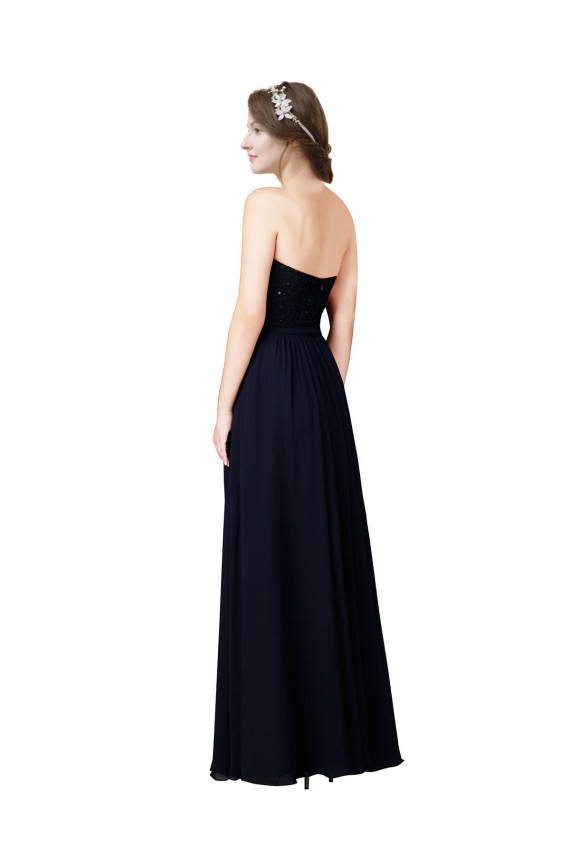 Long Sleeveless Soft Chiffon Dark Navy A-Line Formal Dress / Bridesmaid Dress Colchester