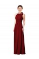 Long Sleeveless Soft Chiffon Burgundy Halter Neck Sheath Bridesmaid Dress Colchester