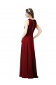 Long Sleeveless Soft Chiffon Burgundy Halter Neck Sheath Bridesmaid Dress Colchester