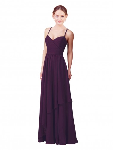 Long Sleeveless Soft Chiffon Grape Sheath Bridesmaid Dress Colchester