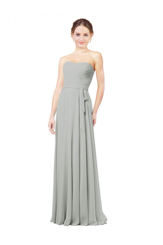 Long Sleeveless Soft Chiffon Silver A-Line Bridesmaid Dresses Colchester