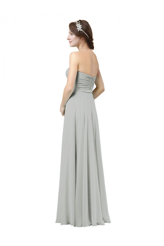 Long Sleeveless Soft Chiffon Silver A-Line Bridesmaid Dresses Colchester