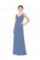 Long Sleeveless Soft Chiffon Windsor Blue Sheath Bridal Party Dress Colchester