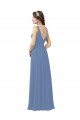 Long Sleeveless Soft Chiffon Windsor Blue Sheath Bridal Party Dress Colchester