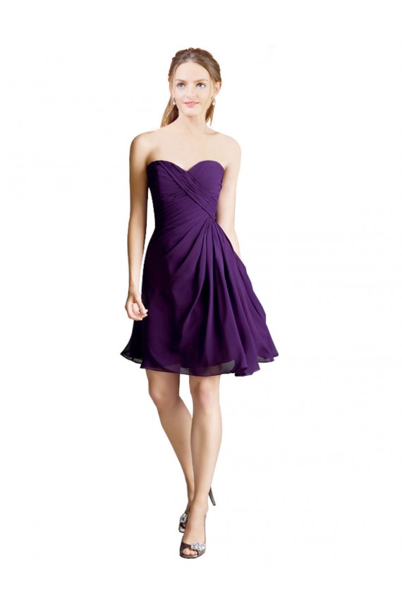 Knee Length Sleeveless Soft Chiffon Purple A-Line Bridesmaid Dress Colchester