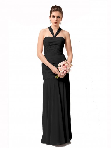 Long Sleeveless Chiffon Black Mermaid Bridesmaid Dress / Evening Dress Colchester