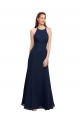 Long Sleeveless Soft Chiffon Dark Navy Halter Neck Mermaid Prom Dress / Bridesmaid Dress Colchester