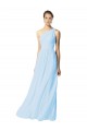 Long Sleeveless Soft Chiffon Light Sky Blue One Shoulder A-Line Bridesmaid Dress Colchester