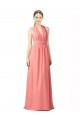 Long Sleeveless Soft Chiffon Watermelon Halter Neck A-Line Bridesmaid Dress Colchester