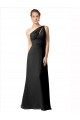 Long Sleeveless Soft Chiffon Black One Shoulder A-Line Bridesmaid Dress Colchester