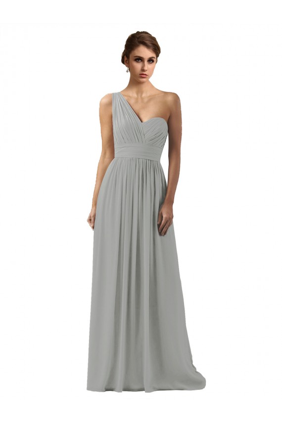 Long Sleeveless Soft Chiffon Silver A-Line Bridesmaid Dress Colchester