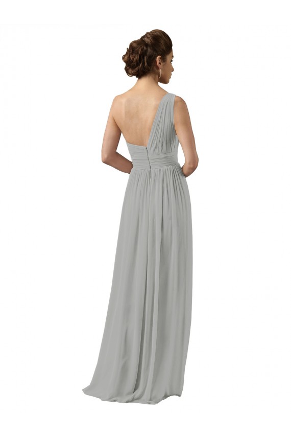 Long Sleeveless Soft Chiffon Silver A-Line Bridesmaid Dress Colchester