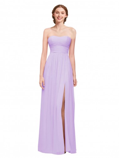 Long Sleeveless Soft Chiffon Lilac A-Line Evening Dress / Bridesmaid Dress Colchester