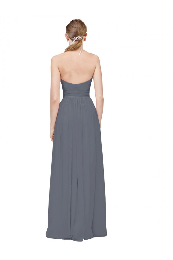 Long Sleeveless Soft Chiffon Slate Grey Sweetheart A-Line Bridesmaid Dress Colchester