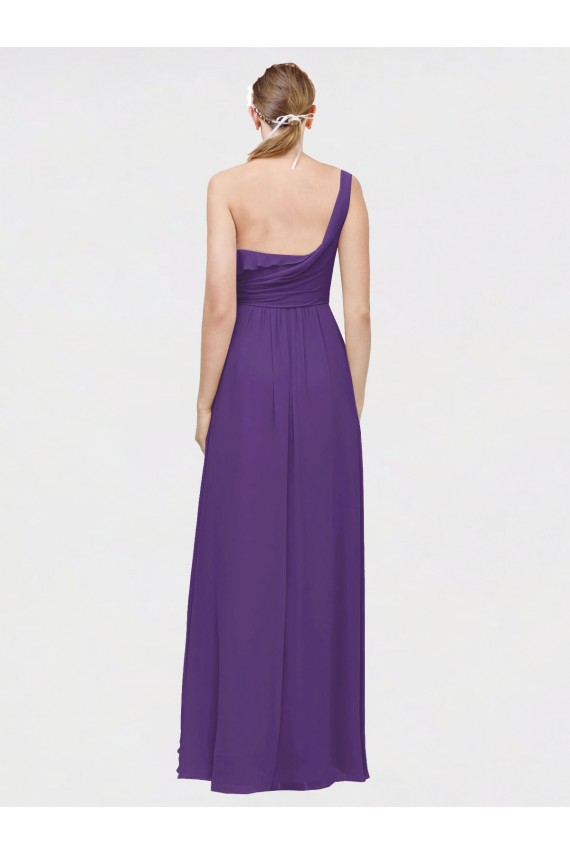 Long Sleeveless Soft Chiffon Plum Purple A-Line High Low Bridesmaid Dress Colchester