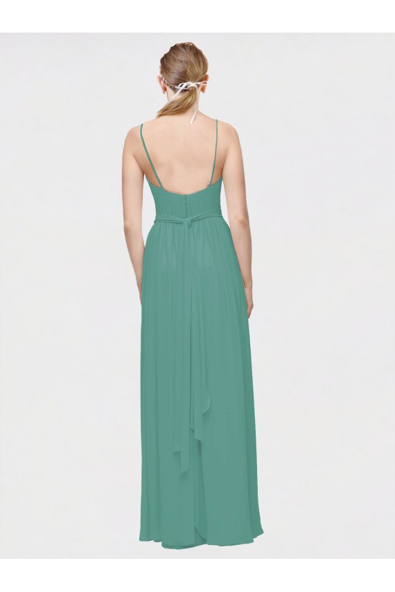 Long Sleeveless Chiffon Icelandic Silver A-Line Bridesmaid Dress / Evening Dress Colchester
