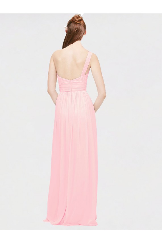 Long Sleeveless Soft Chiffon Pink A-Line Bridesmaid Dress Colchester