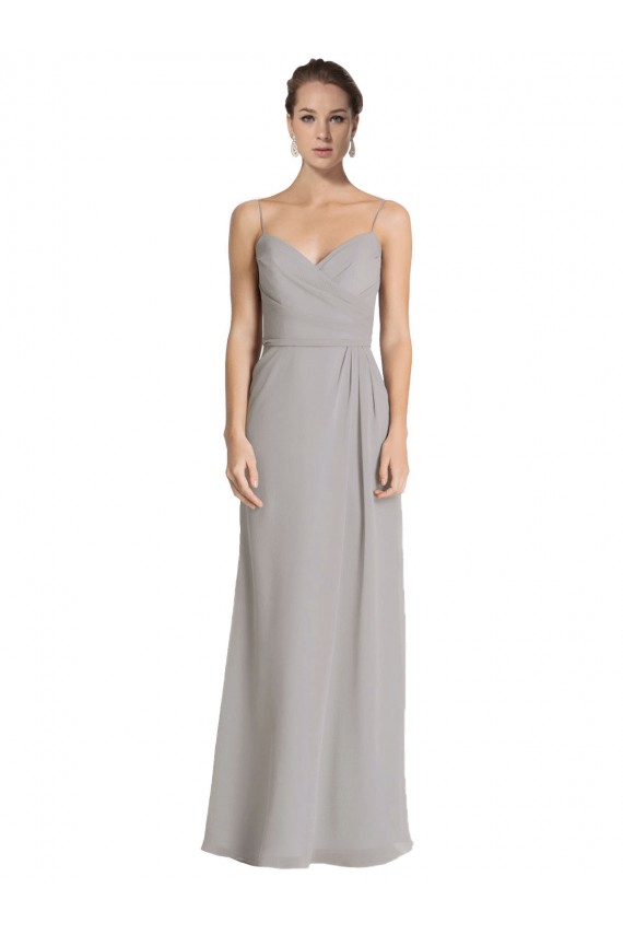 Long Sleeveless Soft Chiffon Silver Sheath Bridesmaid Dress Colchester
