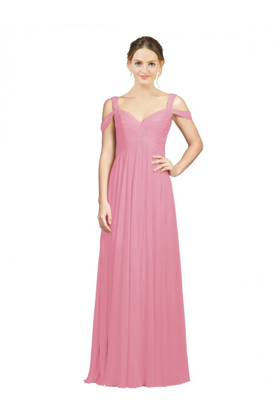 Long Sleeveless Soft Chiffon Skin Pink A-Line Bridesmaid Dress Colchester