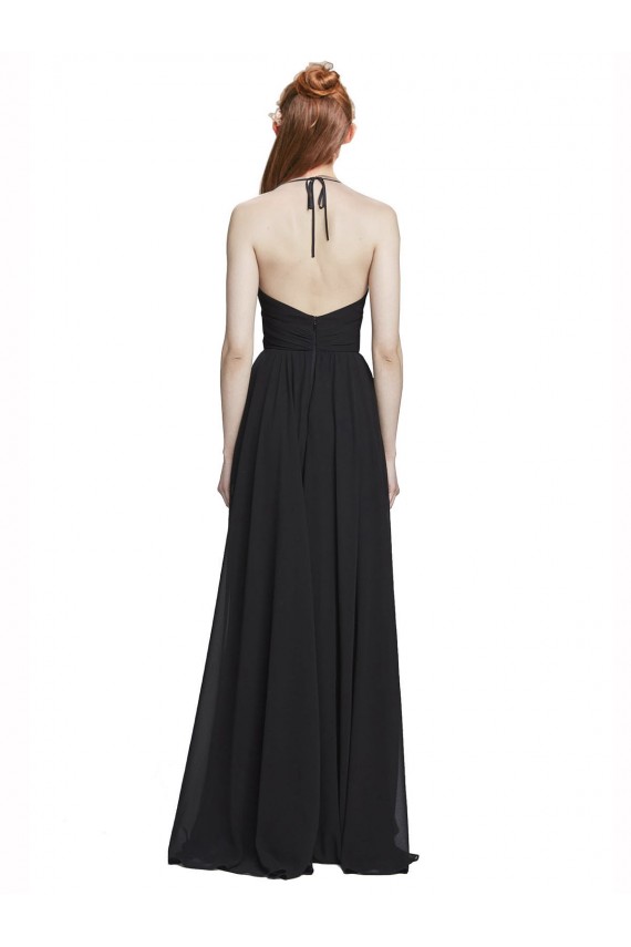 Long Sleeveless Chiffon Dark Navy A-Line Formal Dress / Bridesmaid Dress Colchester