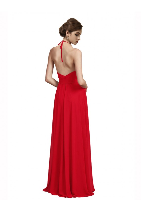 Long Sleeveless Chiffon Red A-Line Bridesmaid Dress Colchester